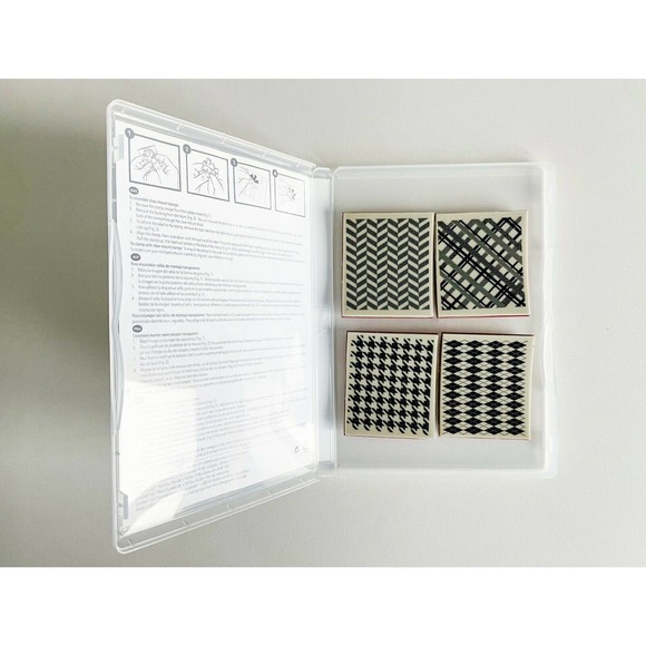 Stampin' Up! "BEYOND PLAID" Stamp Set of 4 Retired Unmounted Rubber Stamps - Picture 5 of 7